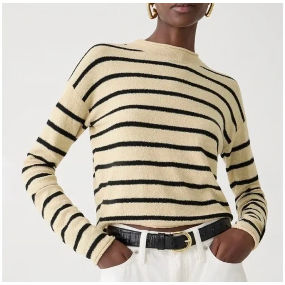 J.Crew Mock Neck Striped Long Sleeve Knit Sweater Top Women's